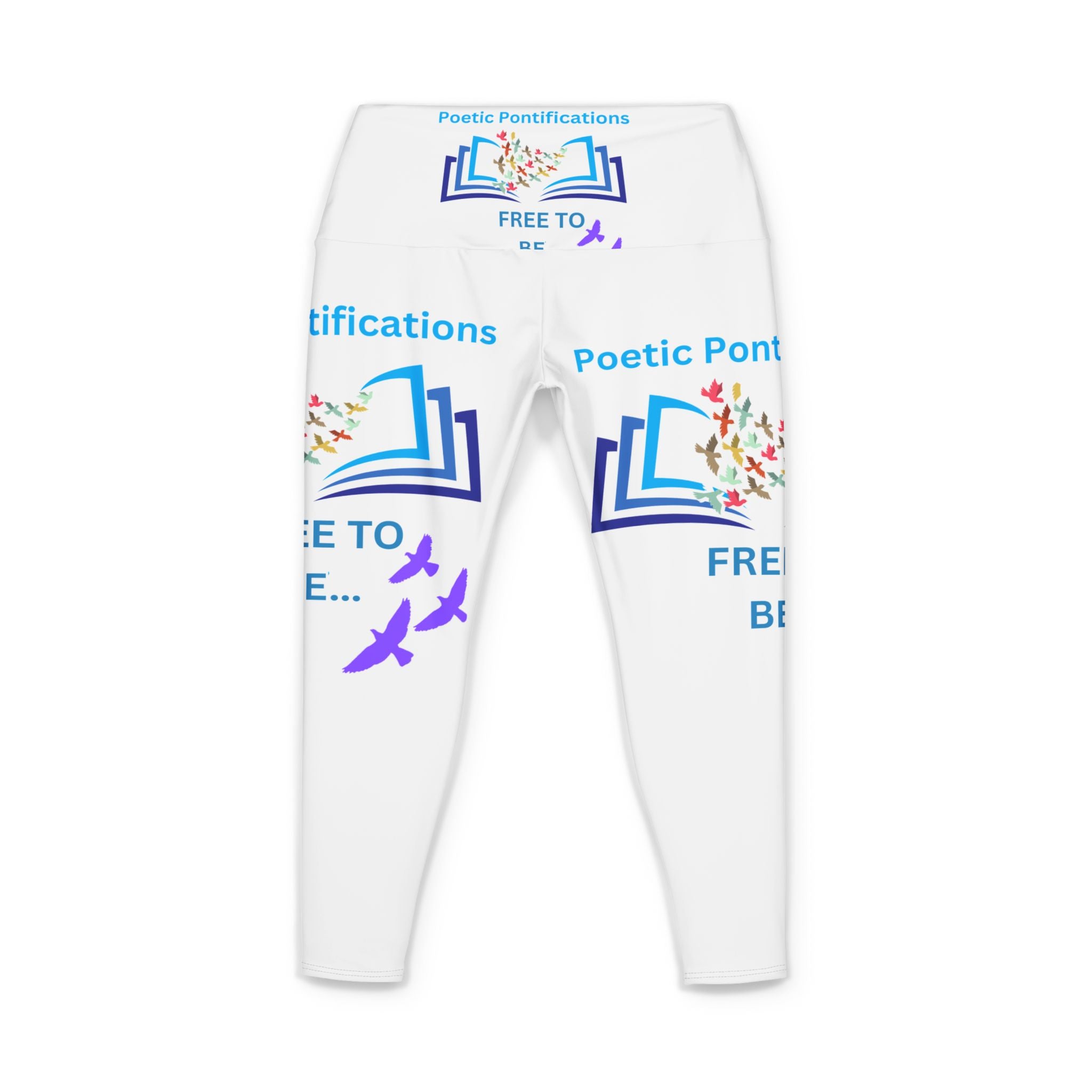 Poetic Pontifications "Free to Be" Women's Yoga Pants — Floral Book & Birds AOP