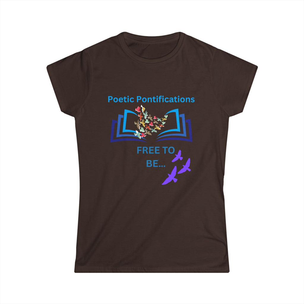 Poetic Pontifications “Free to Be” Women's Tee — Inspirational Book & Birds Graphic