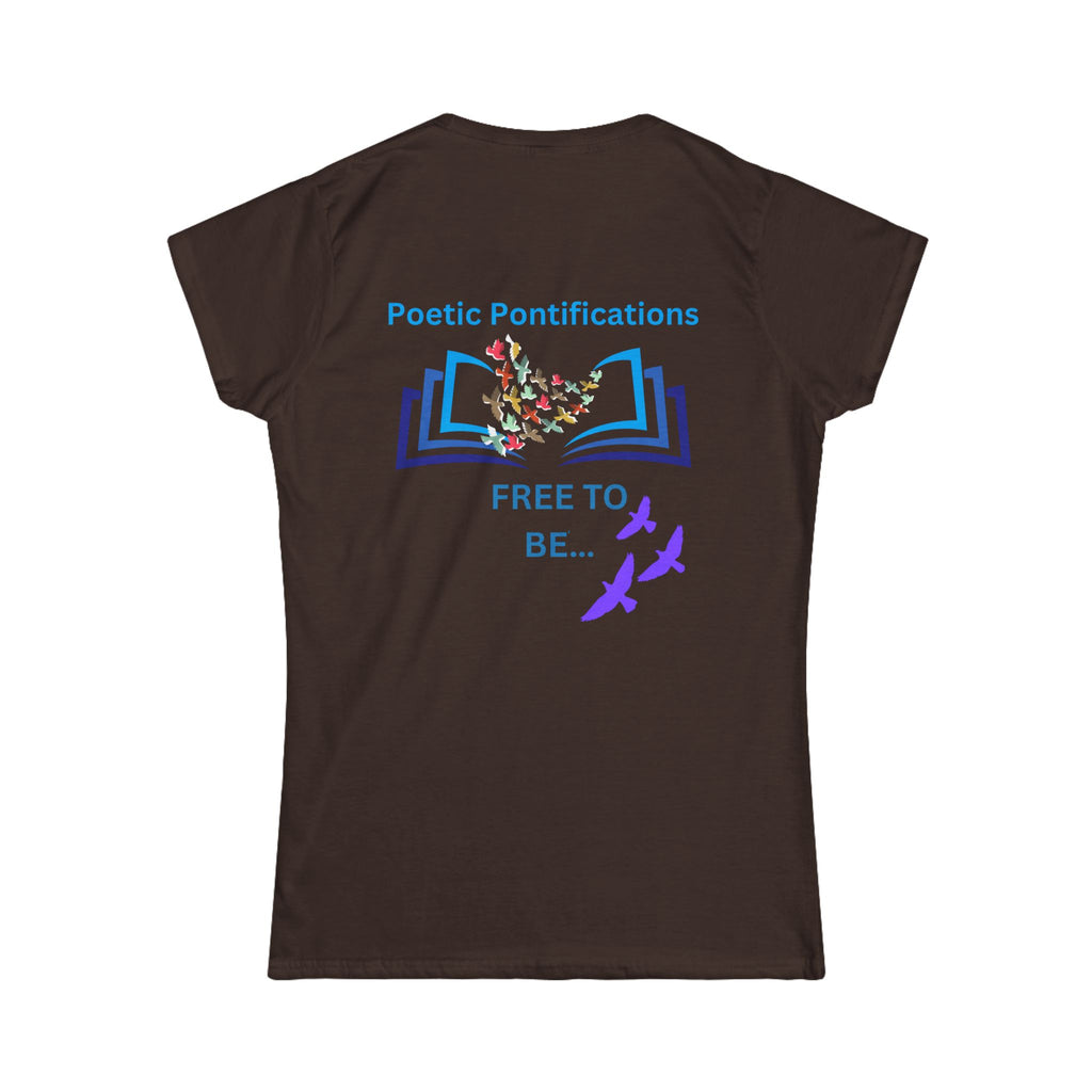 Poetic Pontifications “Free to Be” Women's Tee — Inspirational Book & Birds Graphic